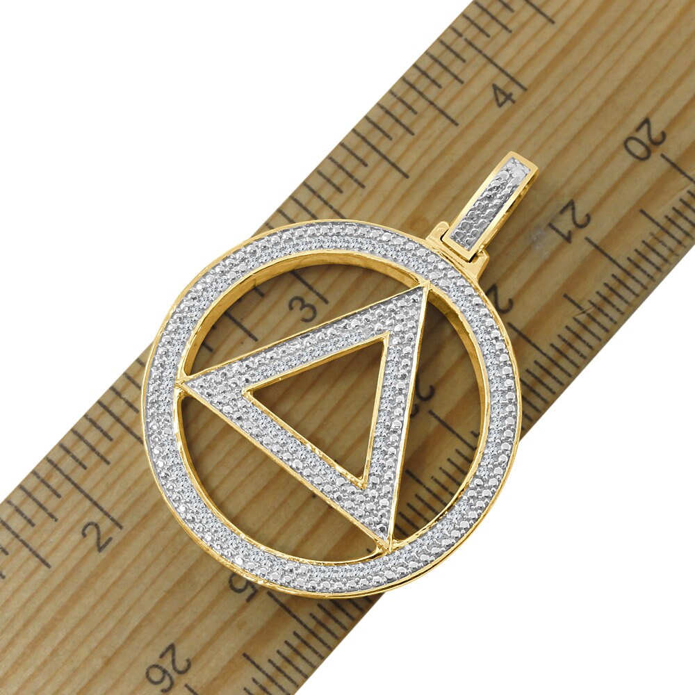 Real Genuine Authentic Diamond All-Seeing Eye Masonic Illuminati Eminem Triangle Sign Eye of Providence 10K Solid Gold Finish Pendant Charm