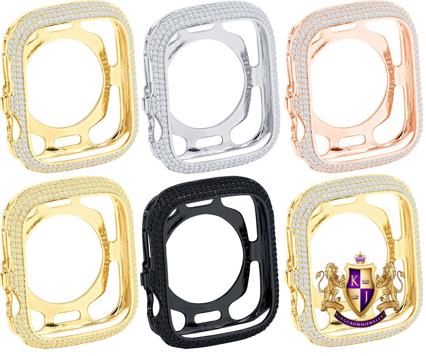 High Quality Apple Watch Custom Bezel 45mm New Series # 7 Micro Pave 14K Gold Finish 3.00 Cwt. Simulated Diamond  Insert Cover Case Unisex