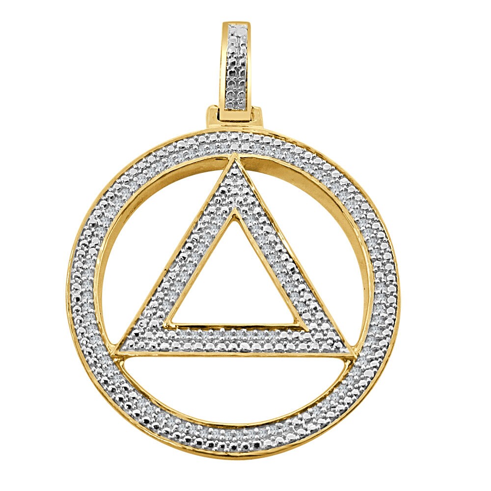 Real Genuine Authentic Diamond All-Seeing Eye Masonic Illuminati Eminem Triangle Sign Eye of Providence 10K Solid Gold Finish Pendant Charm