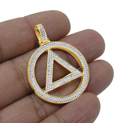 Real Genuine Authentic Diamond All-Seeing Eye Masonic Illuminati Eminem Triangle Sign Eye of Providence 10K Solid Gold Finish Pendant Charm