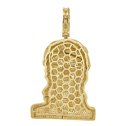 25+ Grams 3.00 Cwt. Simulated Diamond 14K Gold Finish Holy Christ Face Jesus Bleeding Head Custom Charm Pendant Big 2.75''