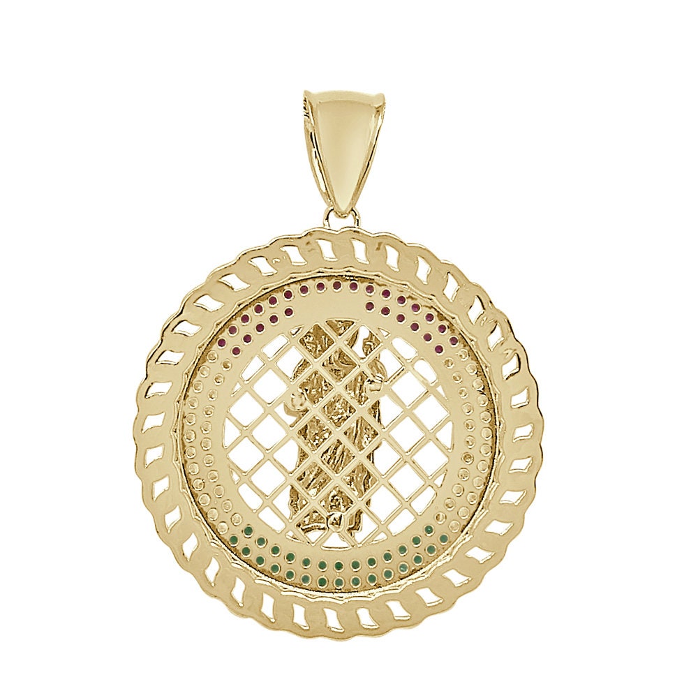 26+ Grams Genuine Sterling Silver 14K Gold Over Simulated Diamond Saint Jude San Judas Tadeo Pendant Religious Jesus Charm Chain Set  2.25''