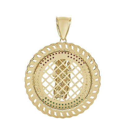 26+ Grams Genuine Sterling Silver 14K Gold Over Simulated Diamond Saint Jude San Judas Tadeo Pendant Religious Jesus Charm Chain Set  2.25''