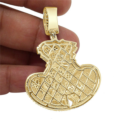 33+ Grams Real Genuine Italian Sterling Silver 3.50 Cwt. Simulated Diamond 14K Gold On Money Bag Dollar Sign Cash Green Charm Pendant 2.10''