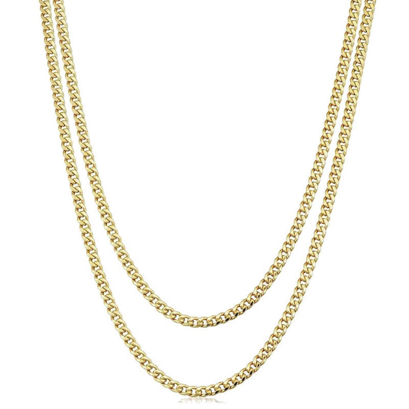 Real Genuine Italian Sterling Silver 25+ Grams 6mm 14K Gold Finish Solid Miami Cuban Curb Link Chain Neckless 24'' High Quality Unisex