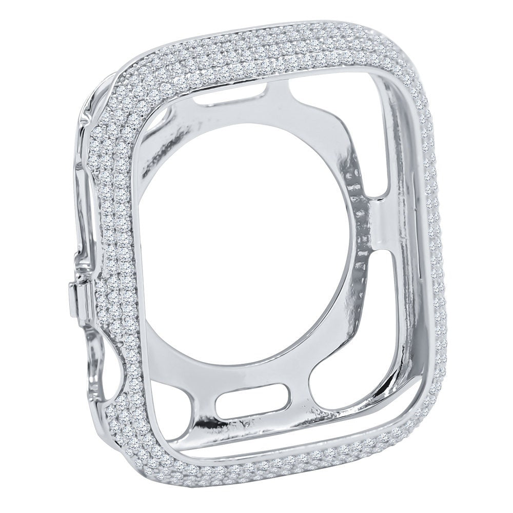 High Quality Apple Watch Custom Bezel 45mm New Series # 7 Micro Pave 14K Gold Finish 3.00 Cwt. Simulated Diamond  Insert Cover Case Unisex