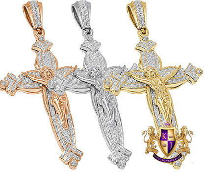 Real Genuine Authentic Diamond O.60 Cwt. 23+ Grams Jesus Christ Crucifix Holy Cross Pendant 10K Solid Gold Over Religious Charm Big 3.5''