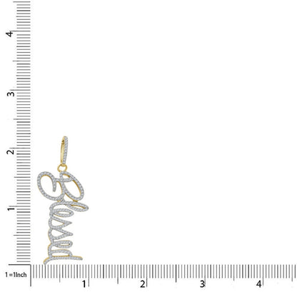 Real Genuine Italian Sterling Silver 2.00 Cwt. Simulated Diamond 14K Gold Over Blessed Unisex Charm Pendant Chain Neckless Set 2.5''