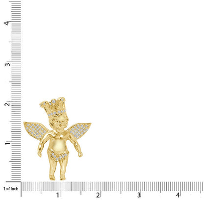20+ Grams 2.25'' Real Genuine Sterling Silver Simulated Diamond Angel Crown Religious Unisex Pendant Charm