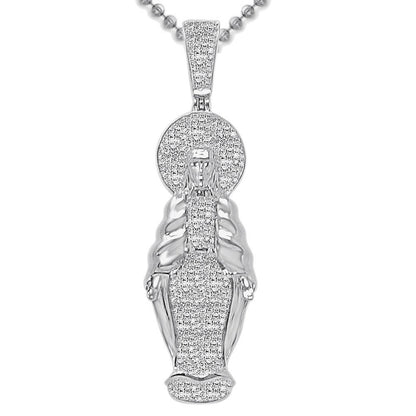 Real Genuine Authentic Diamond 0.40 Cwt. Full Body Jesus Face Piece Unisex Pendant 10K Gold Over Religious Charm Chain Neckless Set 2''