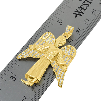 20+ Grams Genuine Authentic Italian Sterling Silver 2.00 Cwt. Simulated Diamond Christ Redeemer Jesus Angel Wings Charm Pendant Chain Set