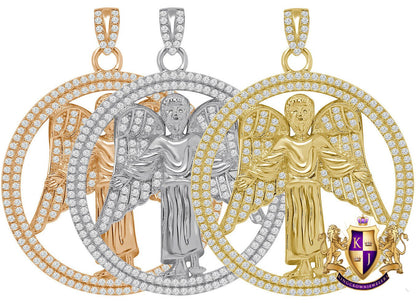 Real Genuine Authentic Italian Sterling Silver 2.00 Cwt. Simulated Diamond Christ Redeemer Jesus Angel Wings Charm Pendant + Chain Neckless