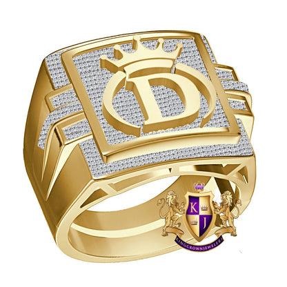 Men's Real Genuine Authentic 1.25 Cwt. VVS1 Natural MOISSANITE Diamond Initial Letter Alphabet "D" Crown Face Ring 10K Gold On Band Big 22mm
