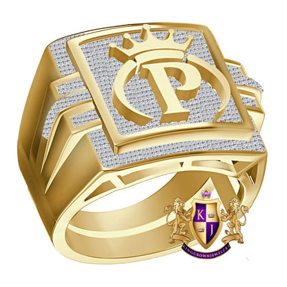 Men's Real Genuine Authentic 1.25 Cwt. VVS1 Natural MOISSANITE Diamond Initial Letter Alphabet "P" Crown Face Ring 10K Gold On Band Big 22mm