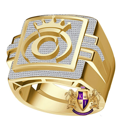 Men's Genuine Authentic 1.25 Cwt. VVS1 Natural MOISSANITE Diamond Initial Letter Alphabet "C" Royal King Crown Face 10K Gold Over Ring Band