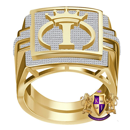 Men's Genuine Authentic 1.25 Cwt. VVS1 Natural MOISSANITE Diamond Initial Letter Alphabet "I" Royal King Crown Face Ring 10K Gold On Band