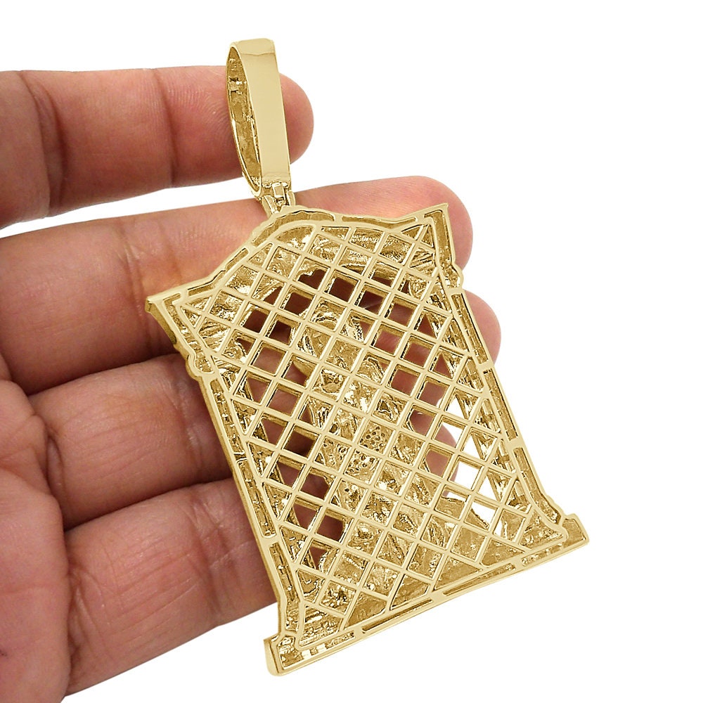 40+ Grams Big XL 3.80''  Baguette/Round Cut 2.75 Ctw Simulated Diamond Saint Lazarus My Savior Heaven Gate 14K Gold Over Men's Pendant Charm