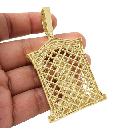 40+ Grams Big XL 3.80''  Baguette/Round Cut 2.75 Ctw Simulated Diamond Saint Lazarus My Savior Heaven Gate 14K Gold Over Men's Pendant Charm