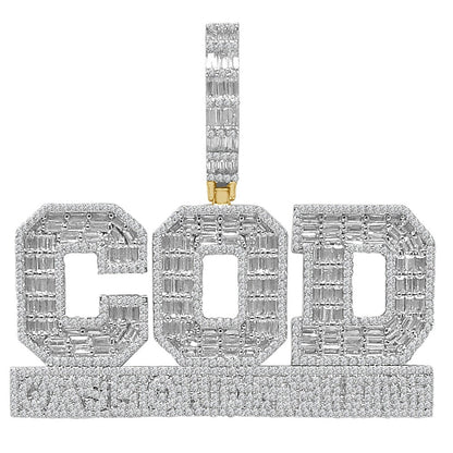 37+ Grams Big Bold 2.5'' Baguette/Round Cut 5.75 Cwt. Simulated Diamond COD Cash On Delivery  Custom Piece 14K Gold On Men's Pendant Charm
