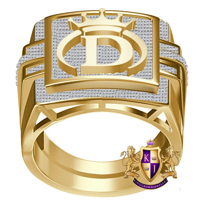 Men's Real Genuine Authentic 1.25 Cwt. VVS1 Natural MOISSANITE Diamond Initial Letter Alphabet "D" Crown Face Ring 10K Gold On Band Big 22mm