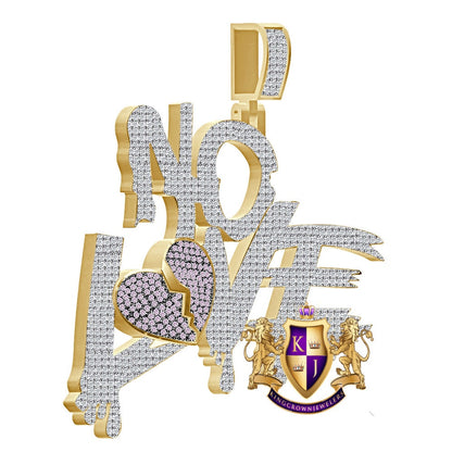 Real Genuine 3.00 Cwt. Authentic VVS1 MOISSANITE Diamond Dripping Shattered Broken Split Heart ''No Love'' Pendant 10K Gold On Charm 2.50''