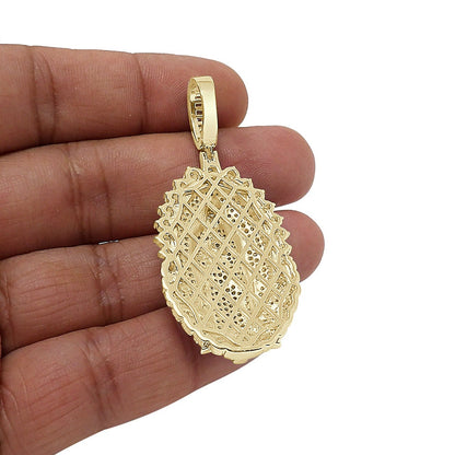 Real Genuine Sterling Silver 24+ Grams Multi Tone 2.65 Cwt. Simulated Diamond Mother Mary Lady of Guadalupe Jesus Charm Pendant + Free Chain