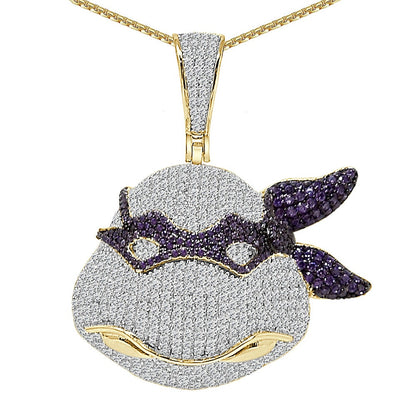 27+ Grams Men's Custom Designer Piece 14K Gold Finish 2.00 Cwt. Simulated Diamond Charm Pendant Chain Neckless Set