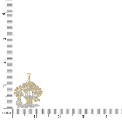 Sterling Silver 1.25 Cwt. Baguette/Round Cut Simulated Diamond 15+ Grams Lucky Dollar Bag Cash 100 Dollar Money Tree Pendant Charm 1.25''