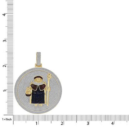 35+ Grams Genuine Sterling Silver Baby Infant Jesus Santo Nino De Atocha Divino Simulated Diamond Pendant 14K Gold On Medallion Charm 2.50''