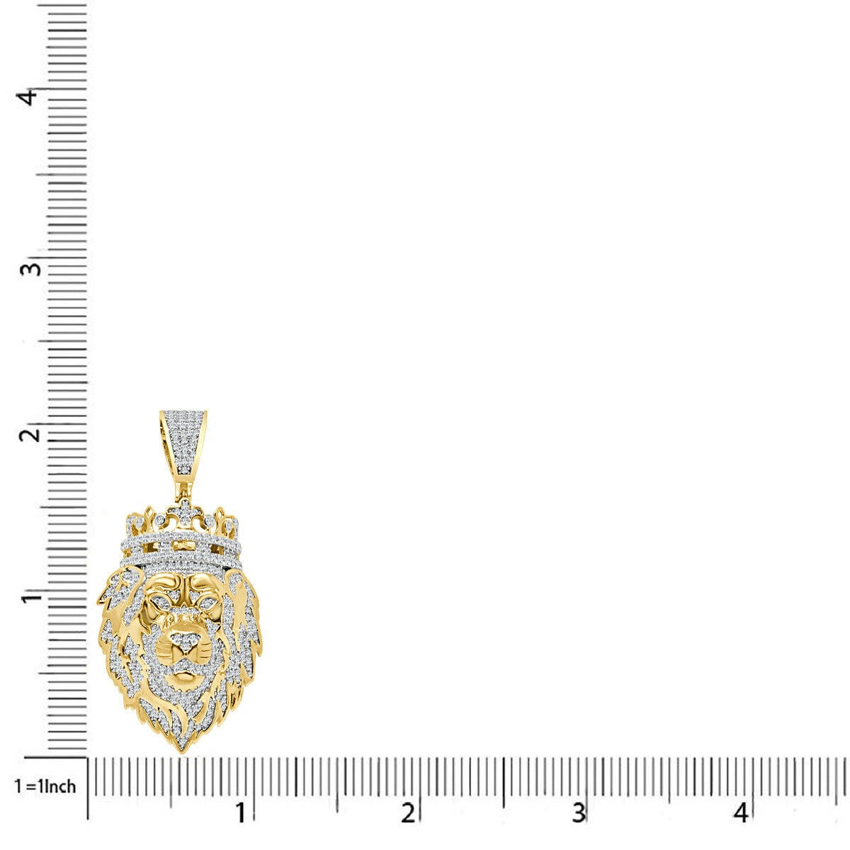 20+ Grams Real Genuine Sterling Silver 2.25 Cwt. Simulated Diamond 14K Gold Over Lion King Head Crown Men's Charm Pendant Chain Neckless Set