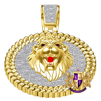 Real Genuine Authentic 2.00 Cwt. Natural MOISSANITE Diamond 25+ Grams Lion King Head Crown Face 10K Gold Over Charm Medallion Pendant 2.25''